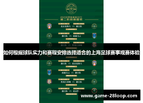 如何根据球队实力和赛程安排选择适合的上海足球赛事观赛体验